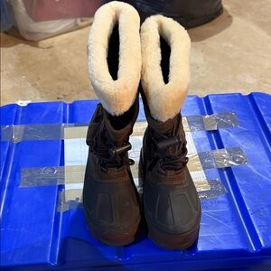 UGG Kids Brown and Cream Snow Boots